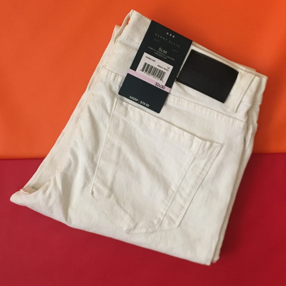 PERRY ELLIS SLIM WHITE JEANS